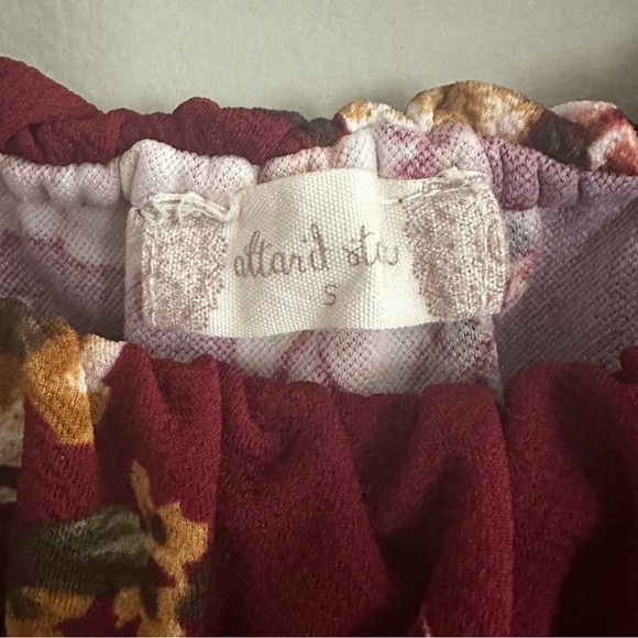 Altar’d State Burgundy/Maroon Floral Print On or Off the Shoulder Jumpsuit - Picture 4 of 15